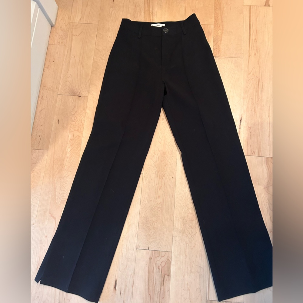 MANGO - trouser with small ankle slit. Black Pants.
